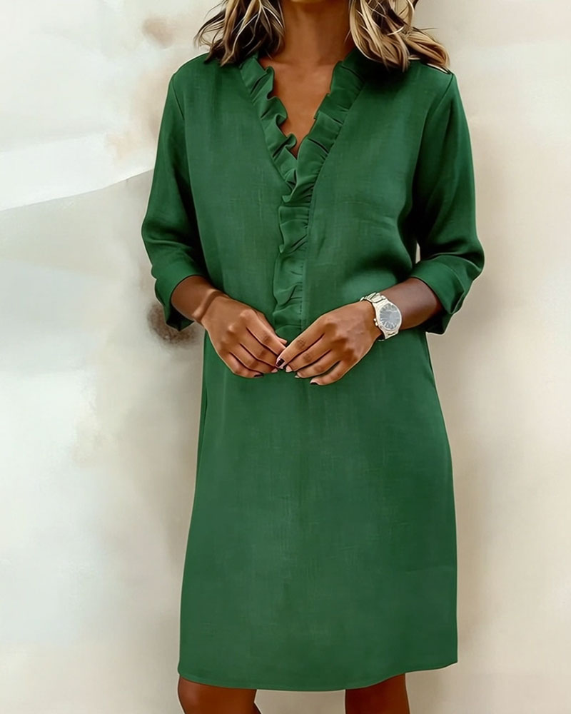 Naomi | Ruffled V-Neck Dress
