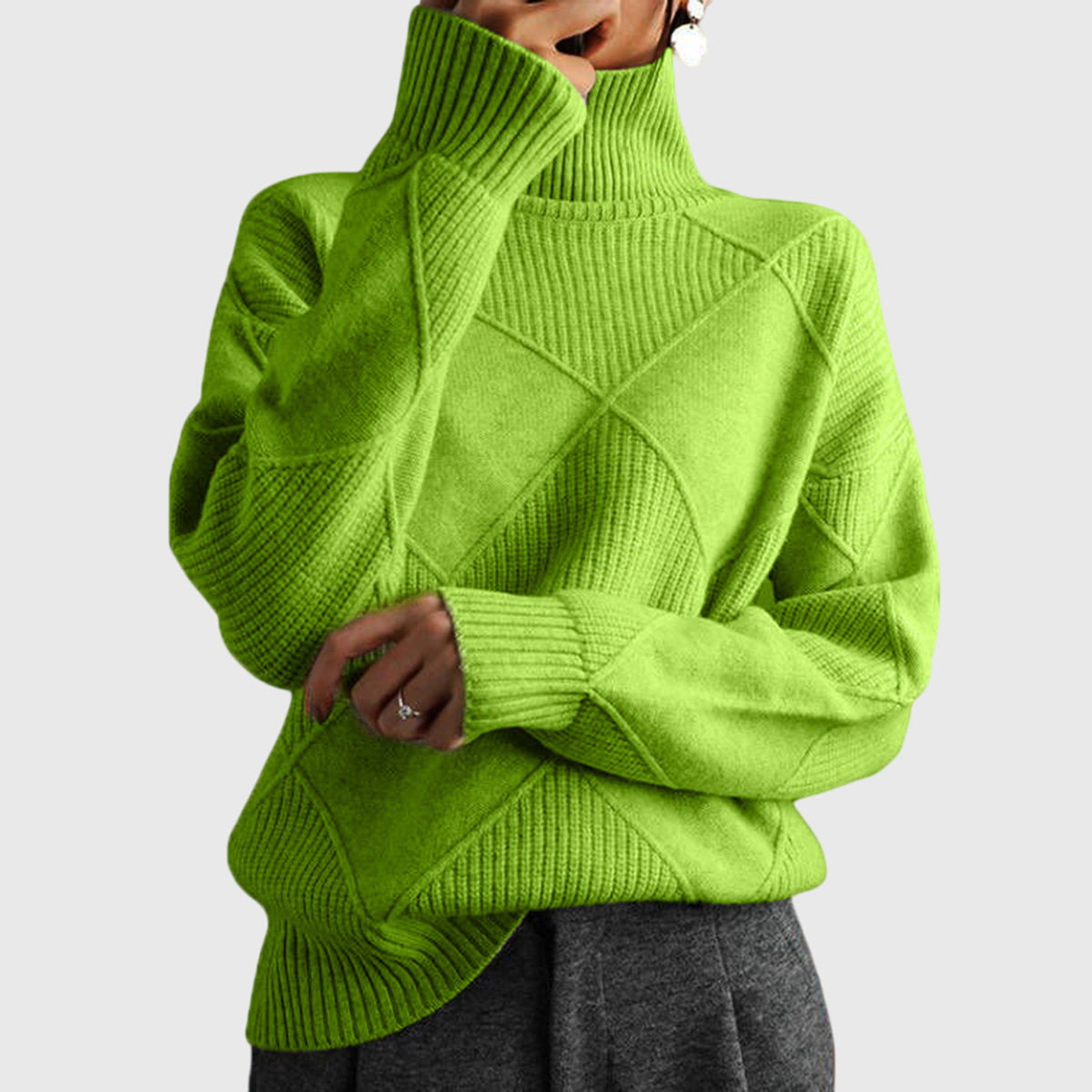 Geometric Knit Turtleneck Sweater