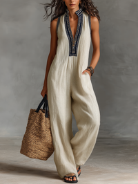 Nia | Linen-Blend Sleeveless Jumpsuit