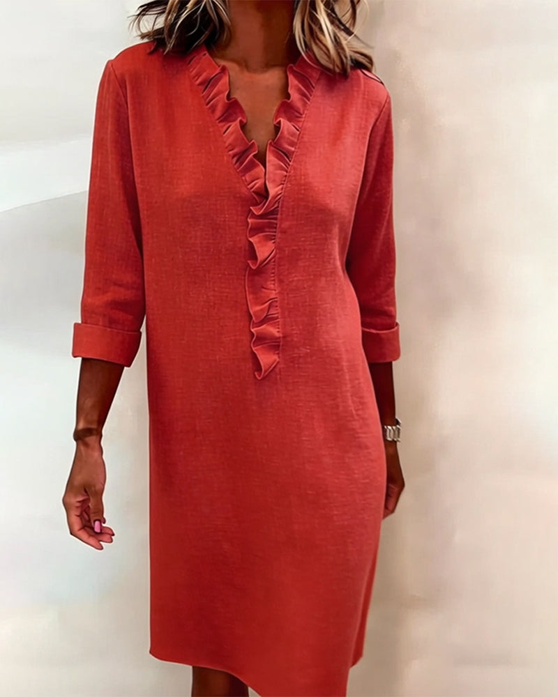 Naomi | Ruffled V-Neck Dress