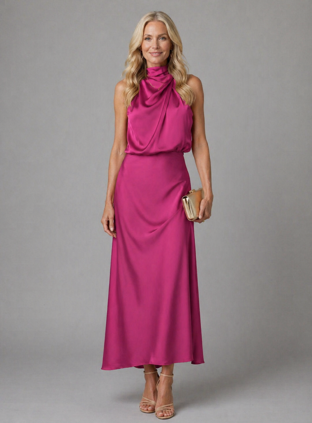 Naomi | High-Neck Draped Maxi Dress