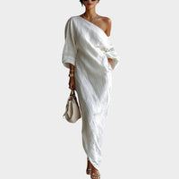 Harper | One-Shoulder Linen Maxi Dress