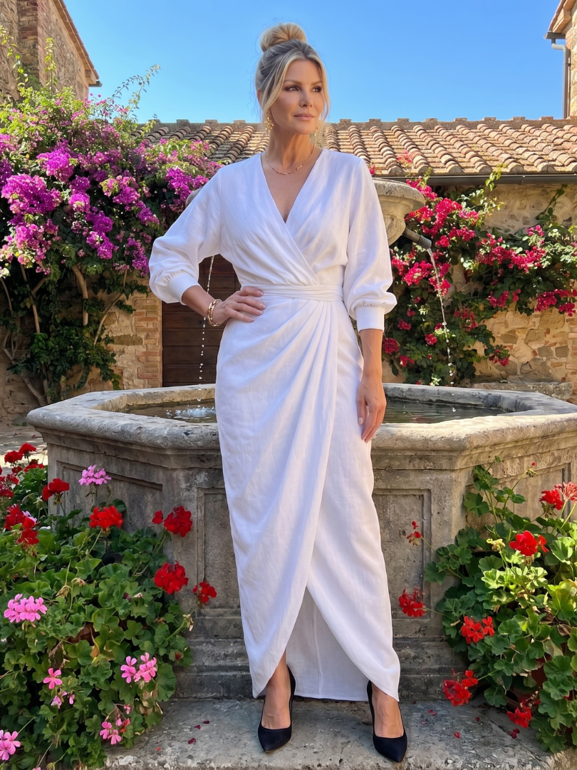 Monica | Long-Sleeve Wrap Midi Dress