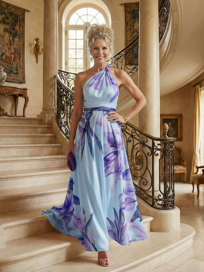 Zoe | Halter Floral Maxi Dress