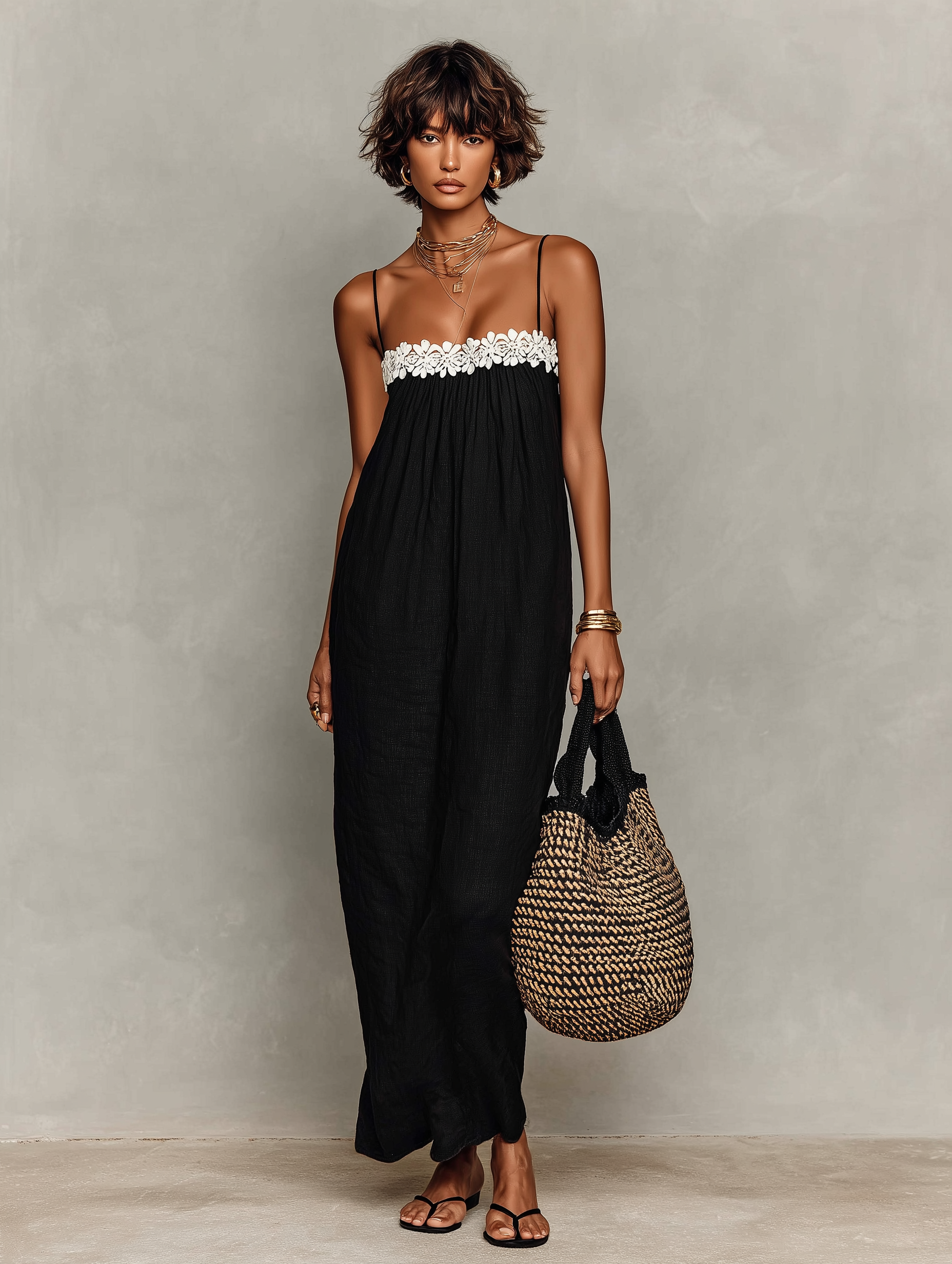 Marisol | Linen-Blend Lace Maxi Dress