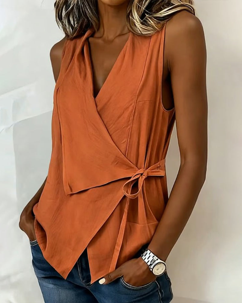 Harper | Cotton-Linen Tie-Front Tank