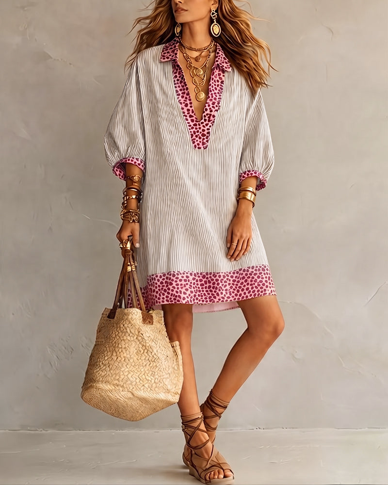 Imani | Shirt Dress with Leopard-Print Panel