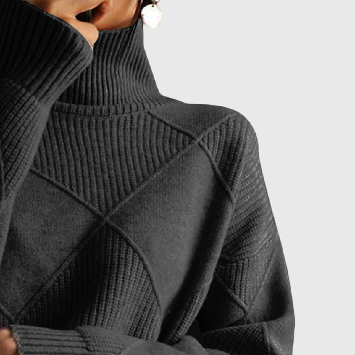 Geometric Knit Turtleneck Sweater
