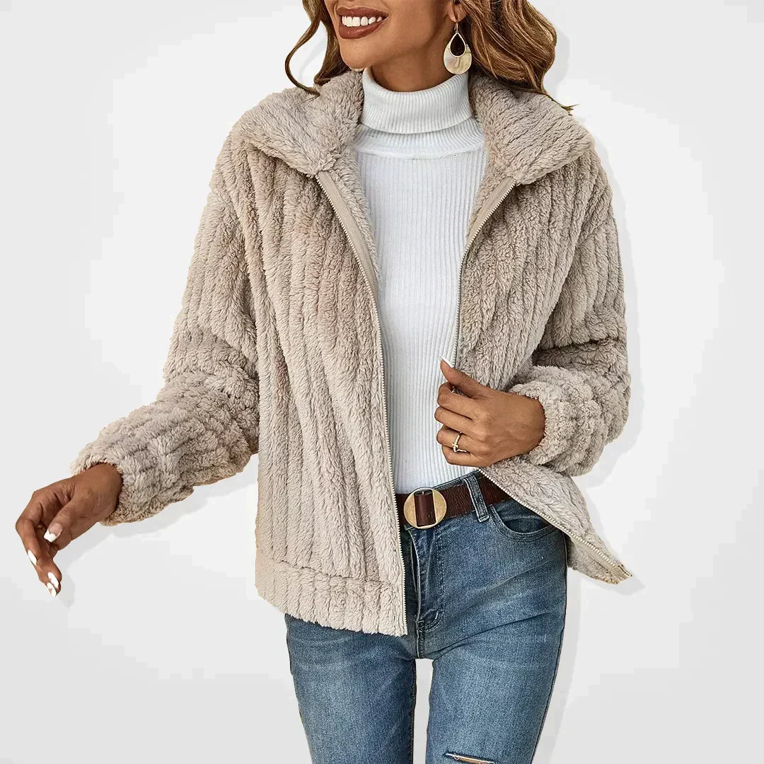 Naomi | Long-Sleeve Textured Zip Sweater