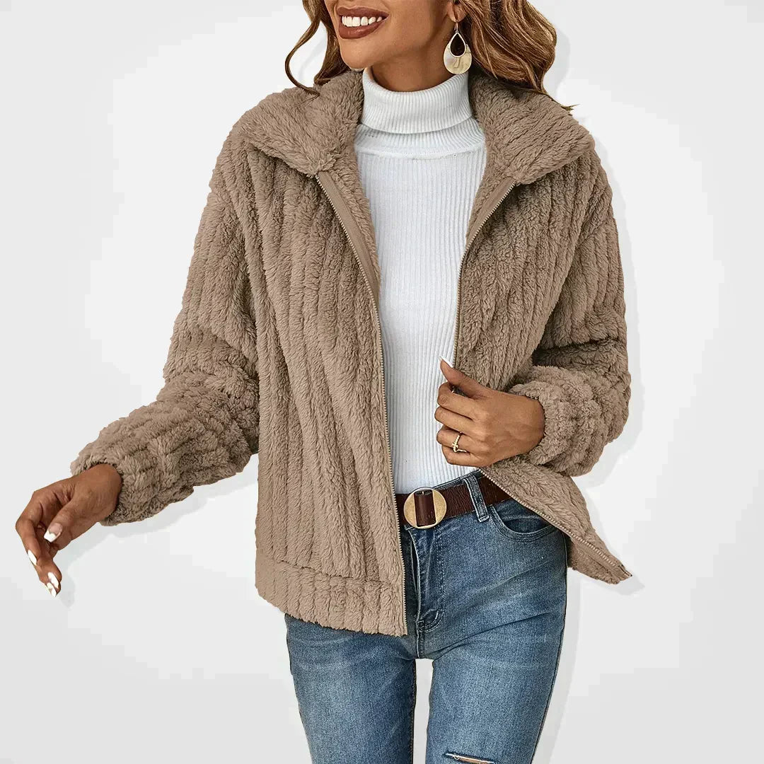 Naomi | Long-Sleeve Textured Zip Sweater