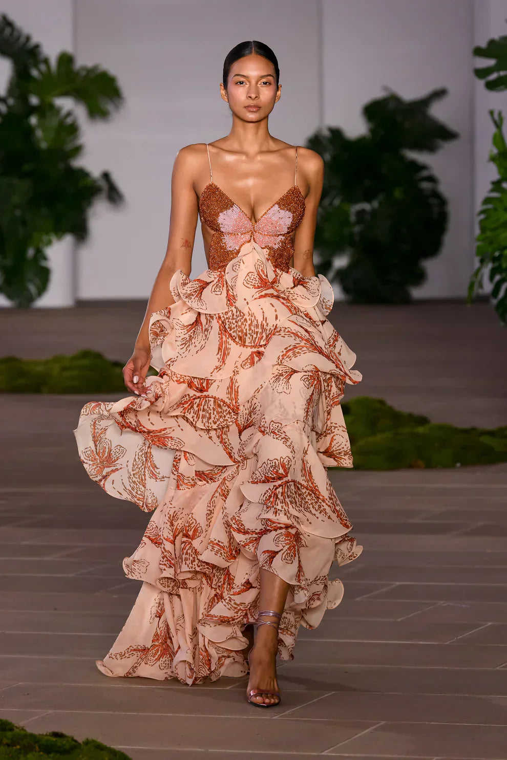 Maya | Ruffled Dress with Jewel Neckline