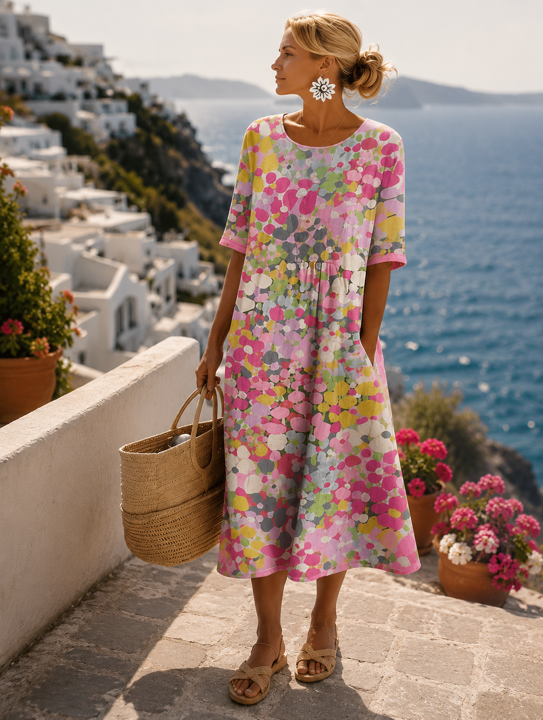 Leonor | Light and Flowing Floral Midi Dress