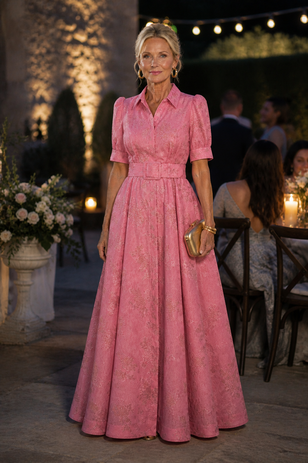 Collared Belted Floral Maxi Dress