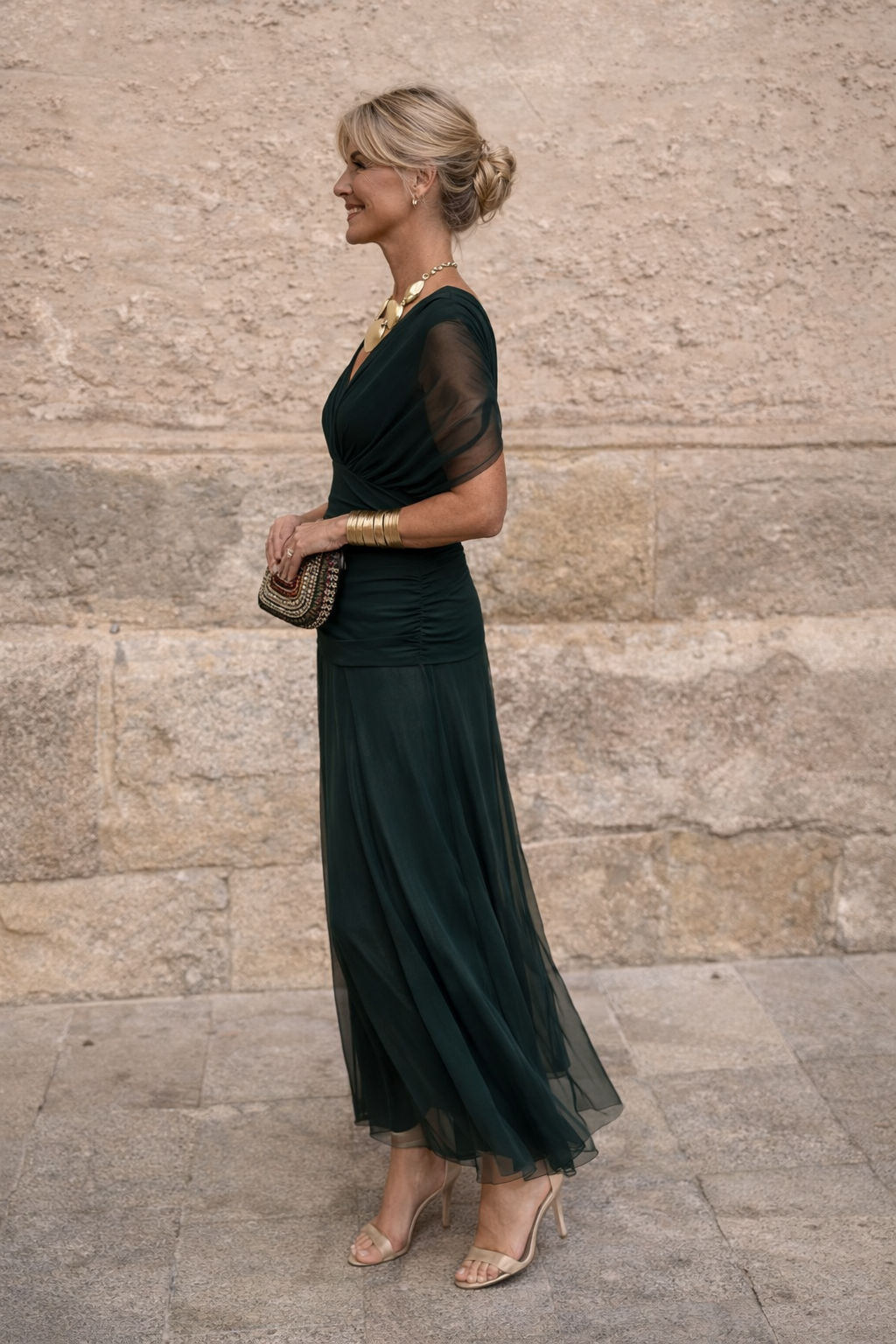 Elegant maxi dress for party with sweetheart neckline