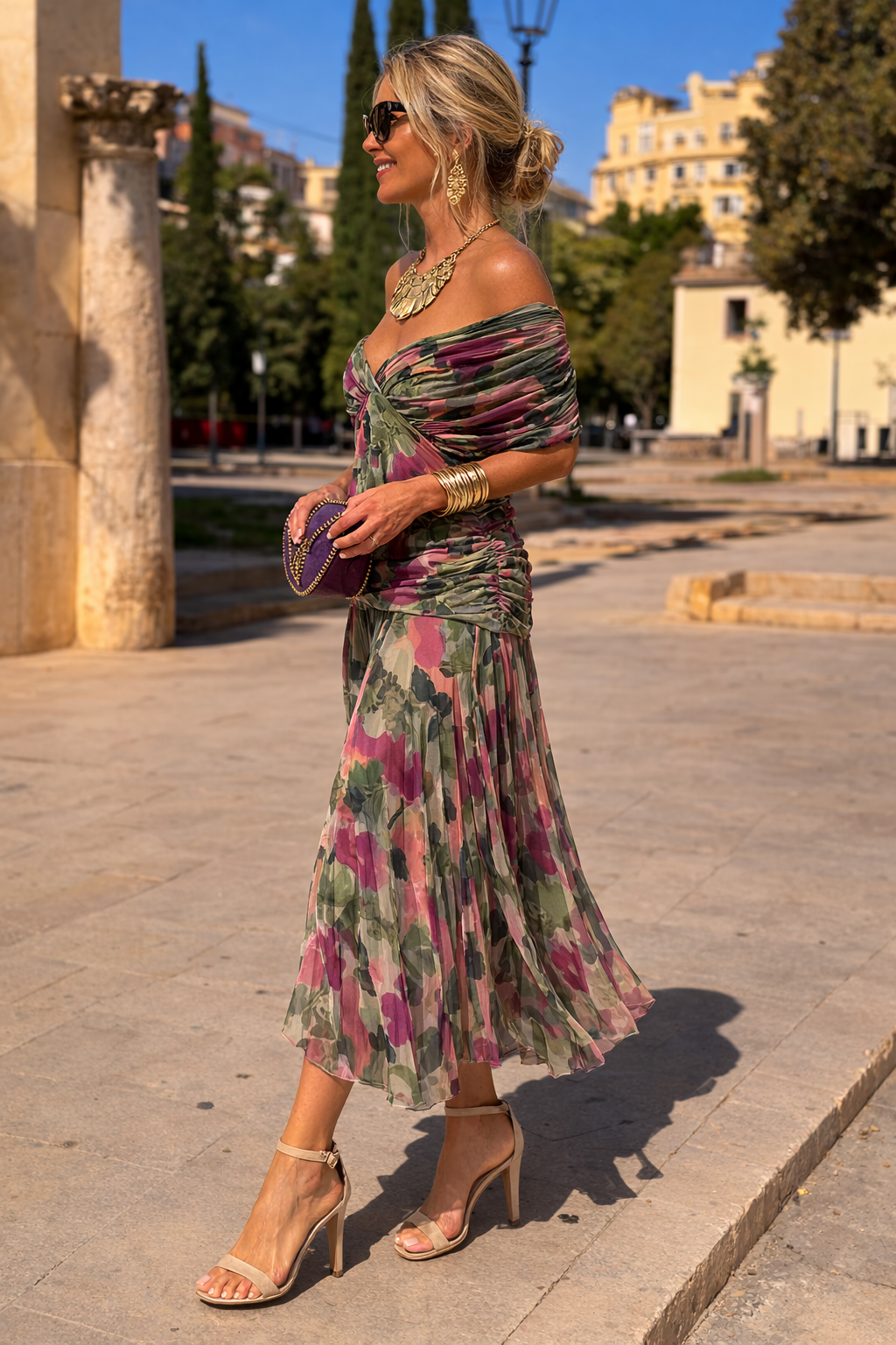 Elegant maxi dress for party with sweetheart neckline