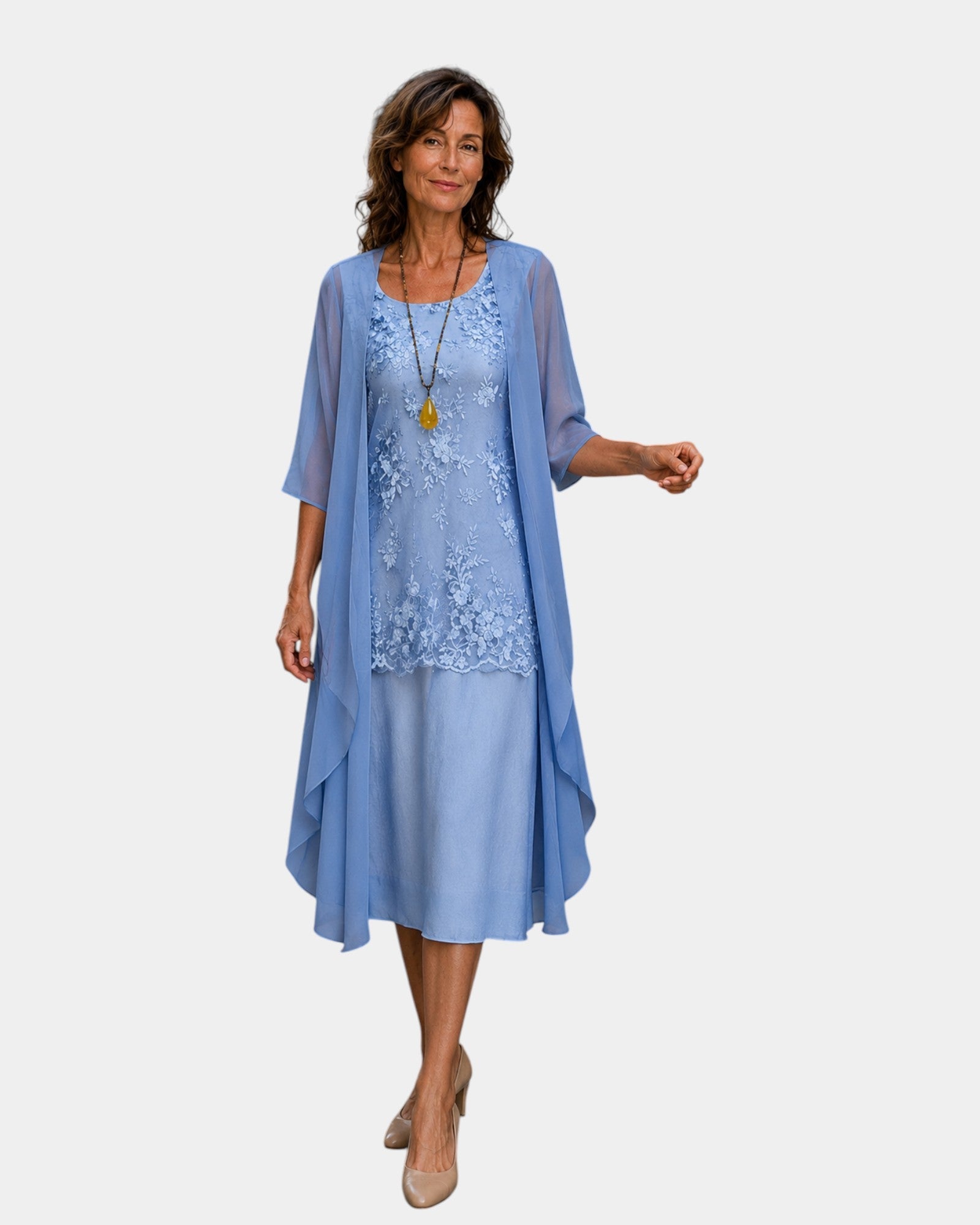 Mahélia | Elegant Chiffon Two-Piece Dress