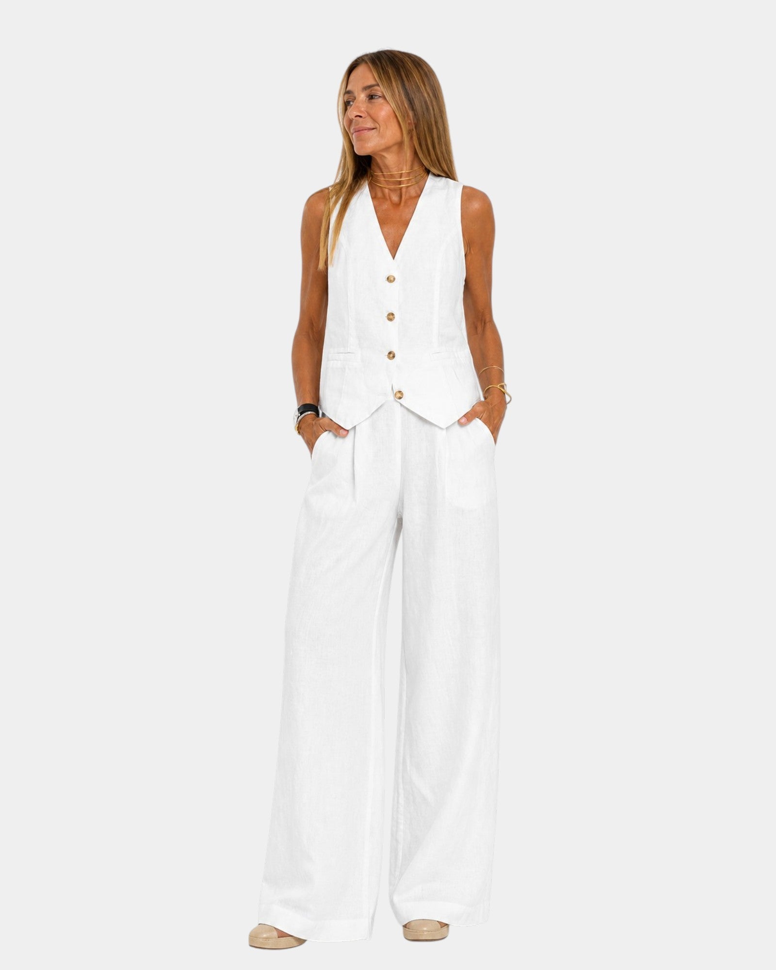 Assia | Sleeveless Vest and Pant Set