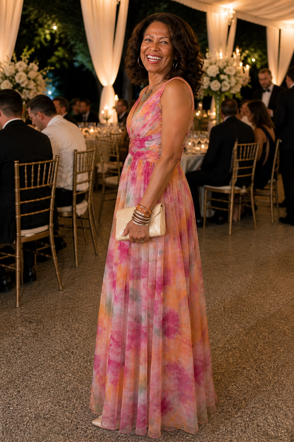Sleeveless Wrap-Bodice Maxi Dress