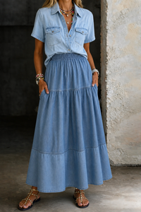 Sarah | Elastic Waist Denim Skirt