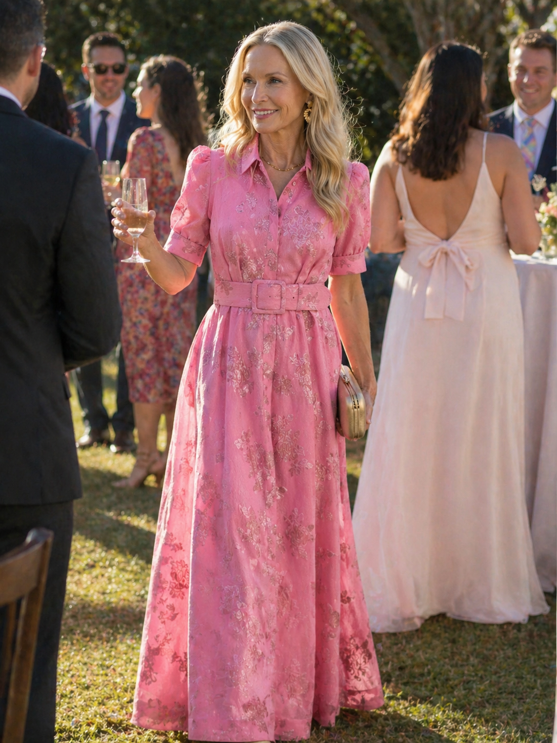 Collared Belted Floral Maxi Dress