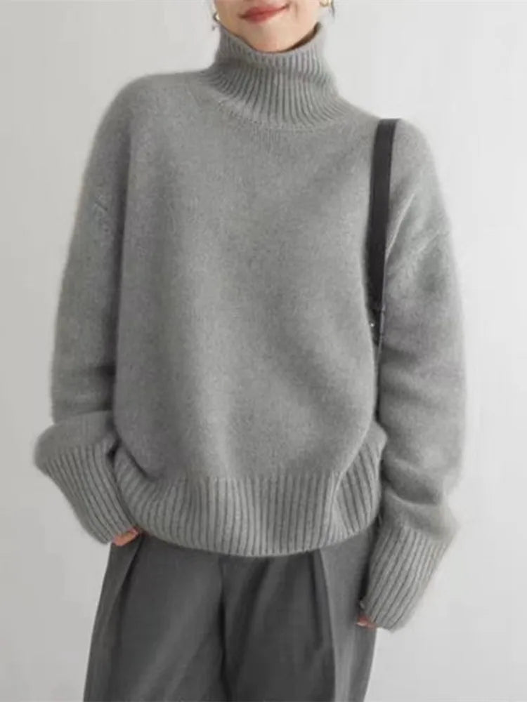 High-Collar Knit Sweater