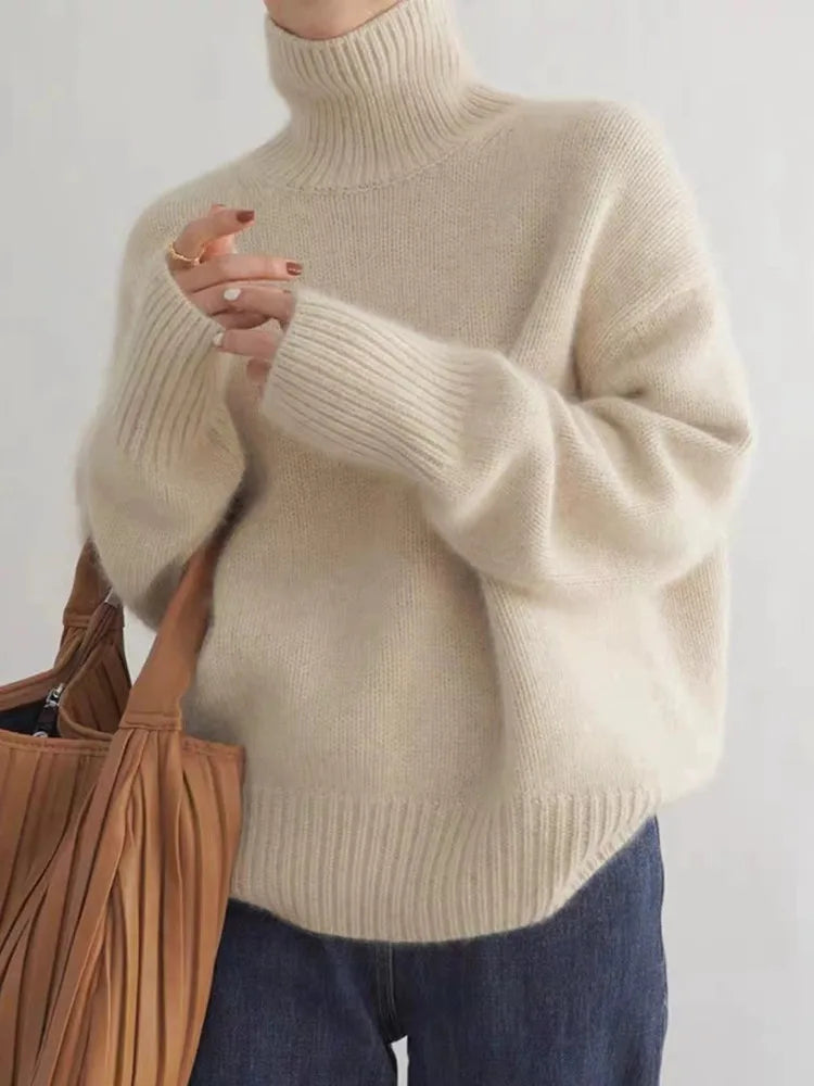 High-Collar Knit Sweater