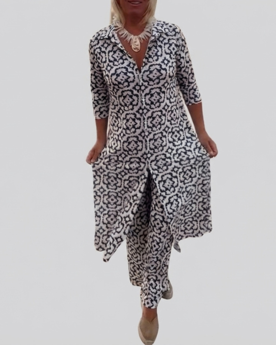 Maya | Printed Two-Piece Set with Button Front