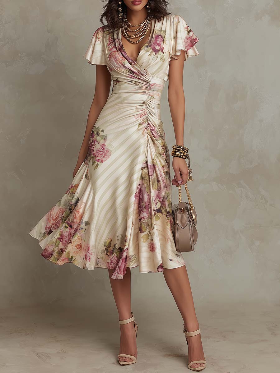 Vivian | Satin Wrap Midi Dress