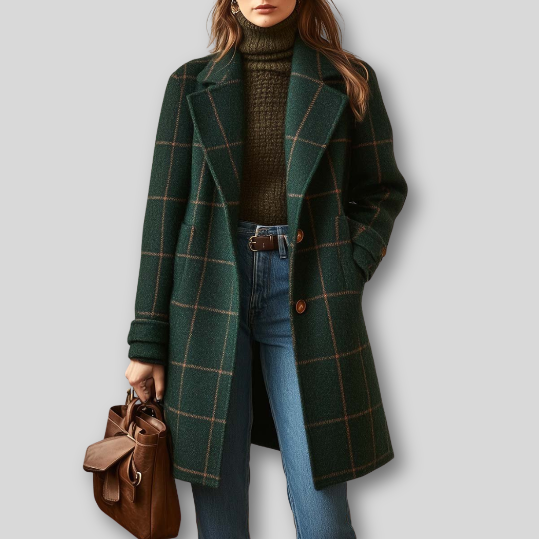 Plaid Tweed Lapel Coat