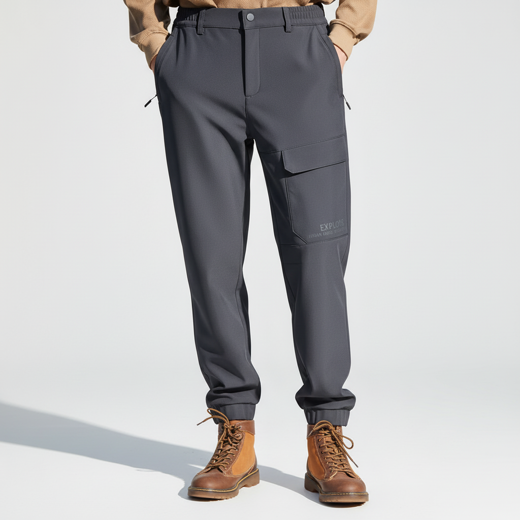 Men’s Fleece-Lined Softshell Cargo Trousers – Waterproof Outdoor Pants for Winter
