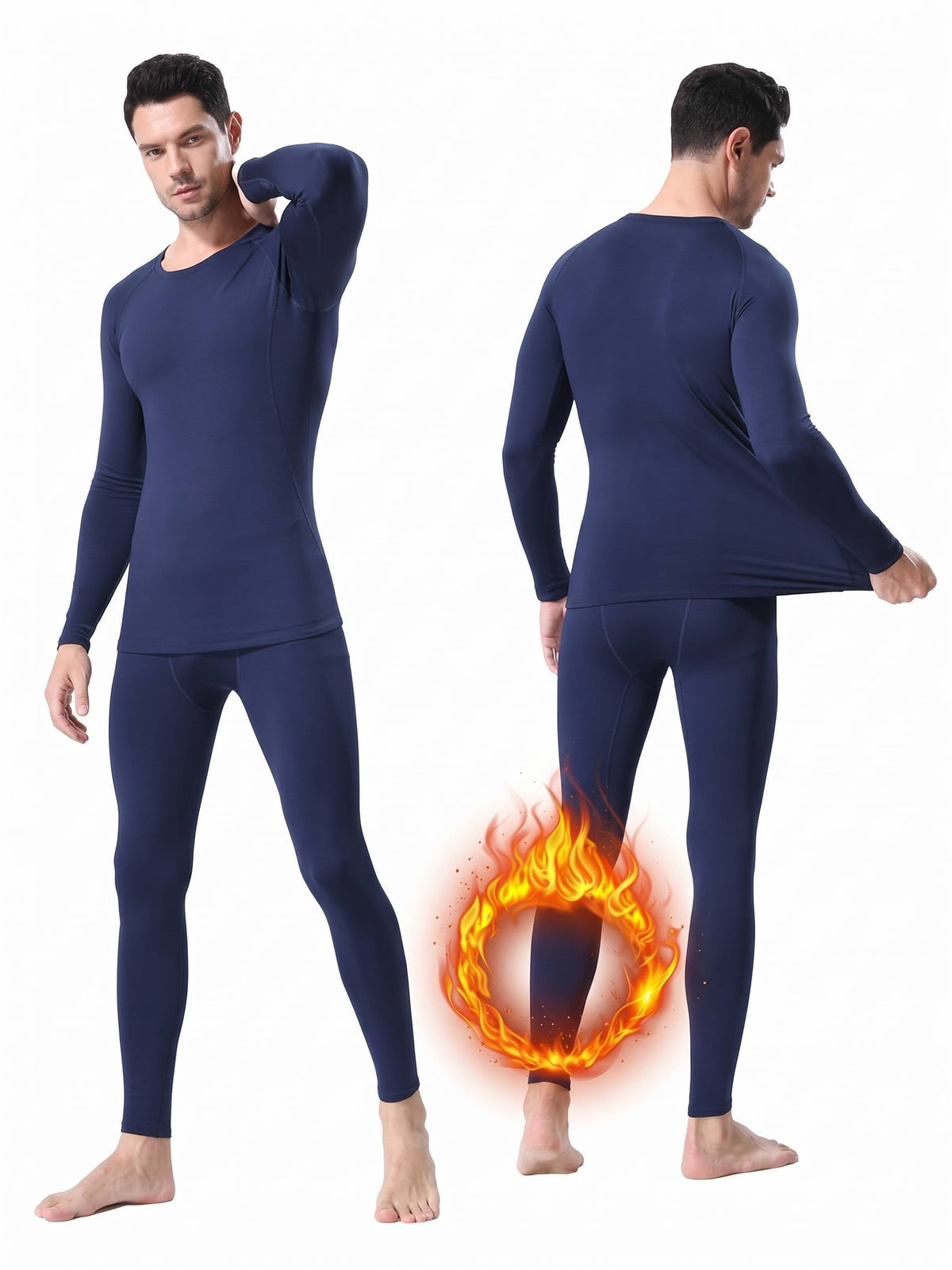 Mens Thermal Underwear, Fleece Lined Long Johns Set for Winter Cold Weather, Warm Base Layer for Outdoor Activities