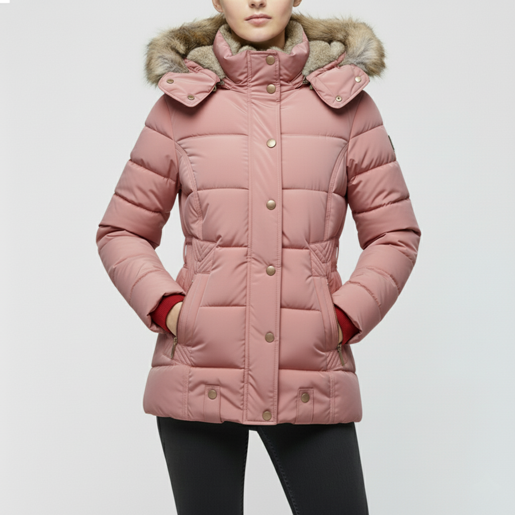 Women’s Insulated Faux-Fur Hooded Winter Jacket – Protective Quilted Layer for Cold-Weather Days