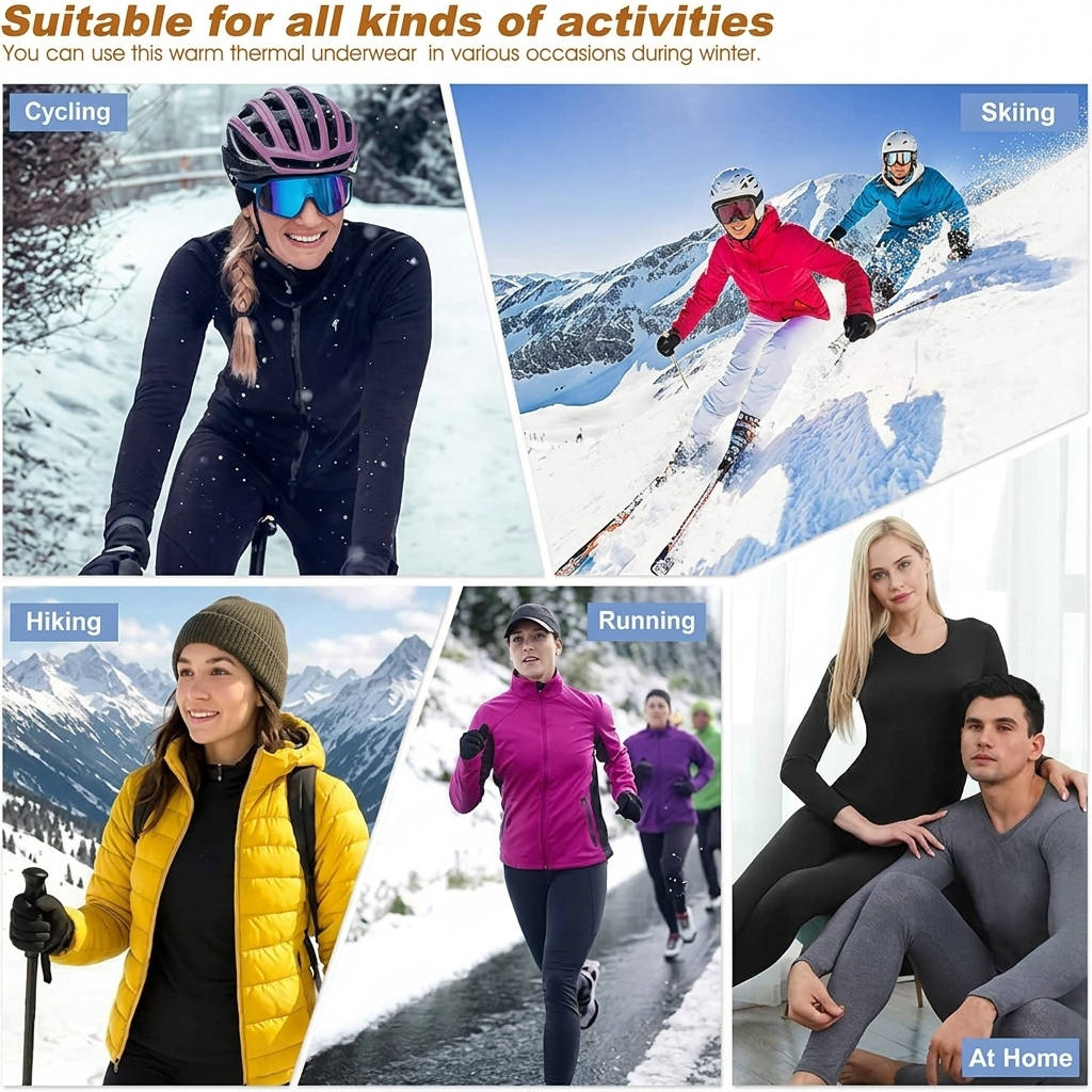 Womens Thermal Underwear, Fleece Lined Leggings Long Johns Set for Winter Cold Weather Warmth