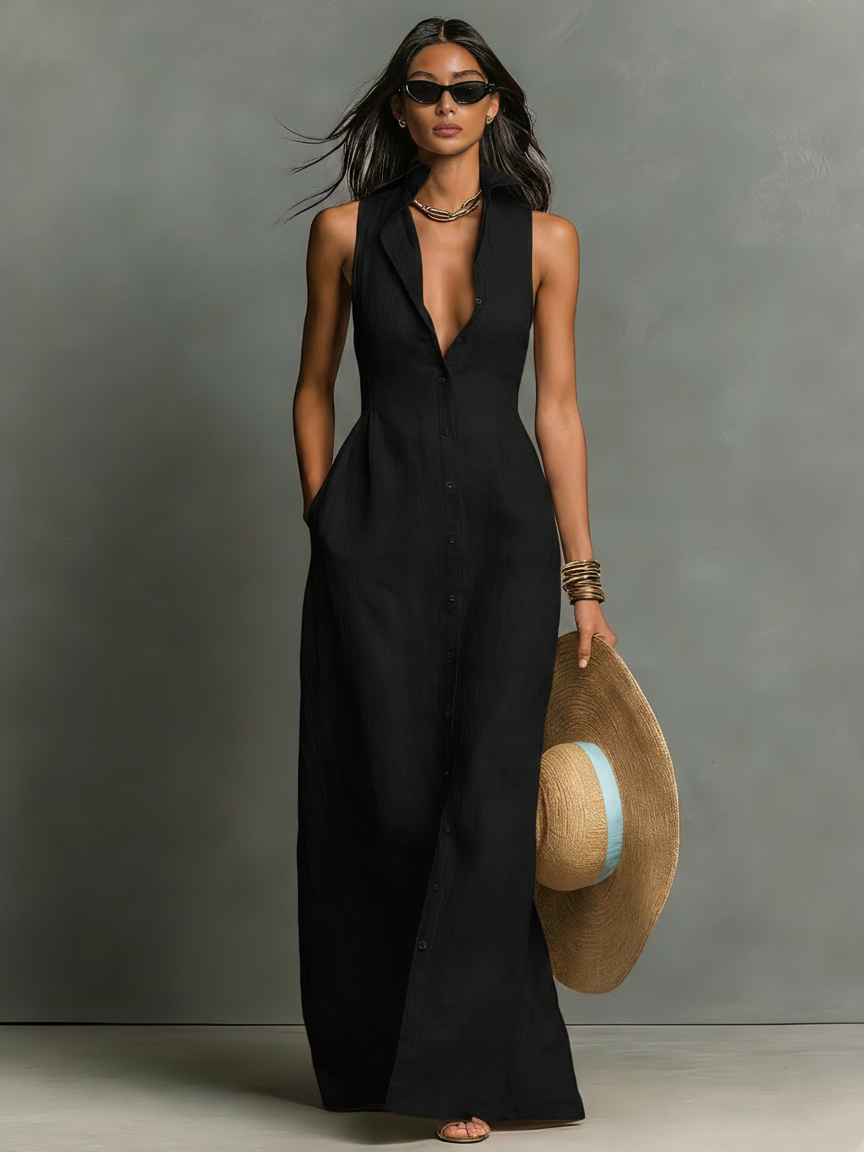 Elena | Linen-Blend Shirt Dress
