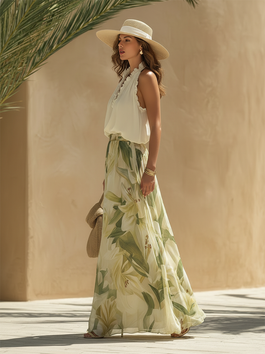 Nora | Fluid Two-Piece Set with Lily Print