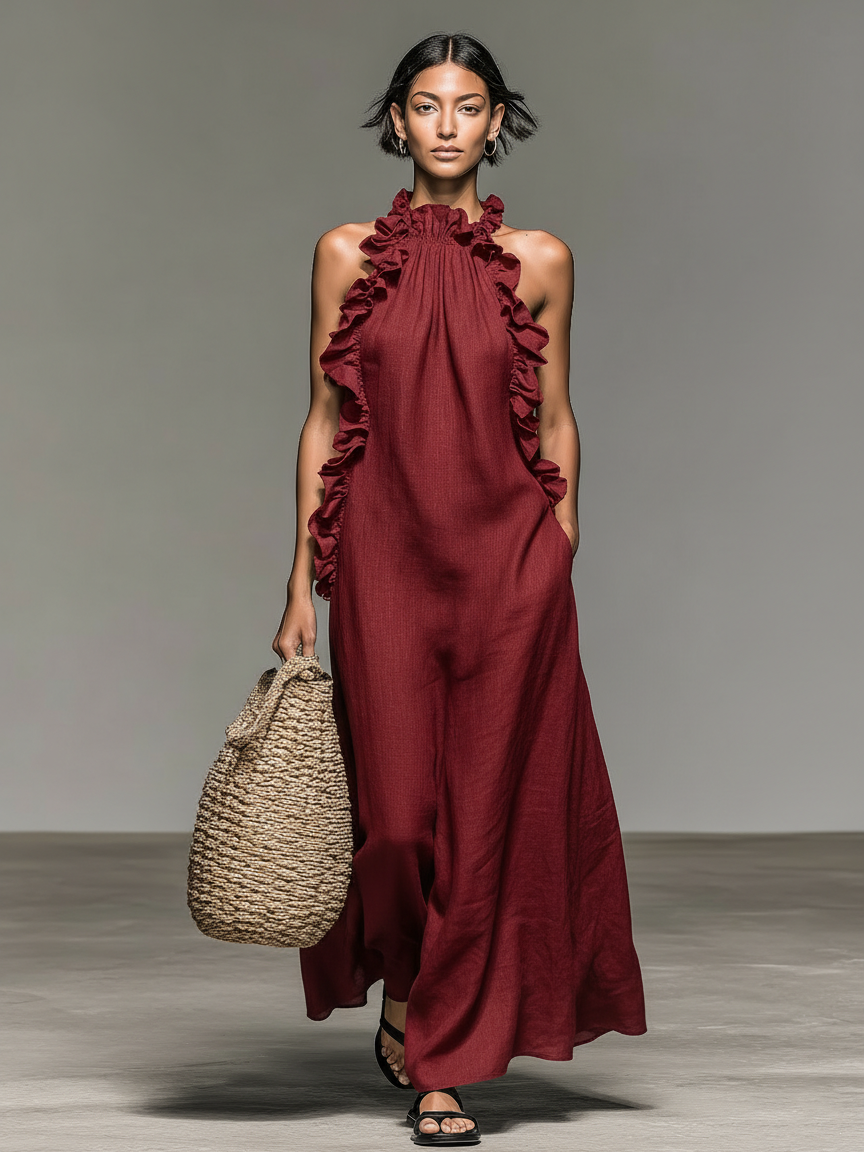 Aisha | Sleeveless Linen-Blend Maxi Dress