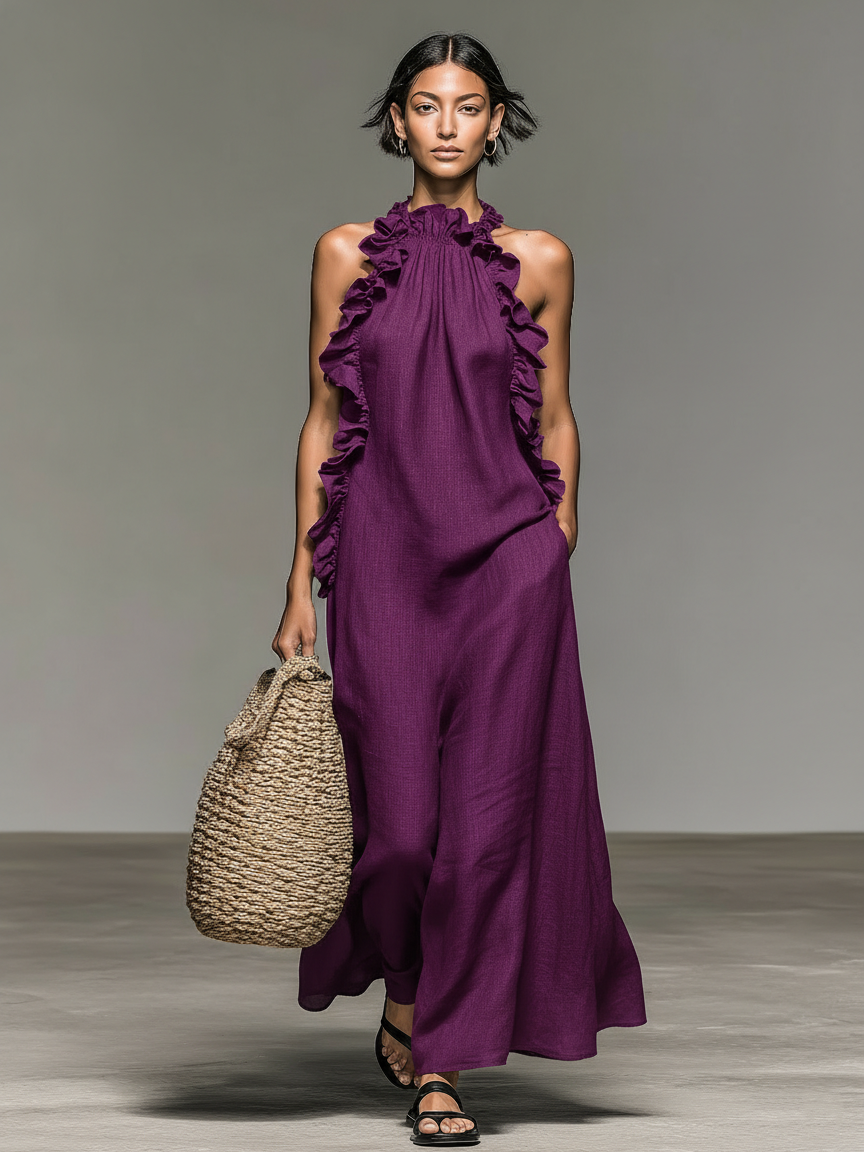 Aisha | Sleeveless Linen-Blend Maxi Dress