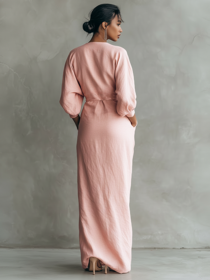 Harper | Linen-Blend V-Neck Maxi Dress