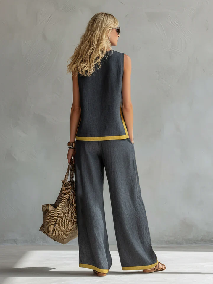 Maya | Two-Tone Gray Vest & Pant Set