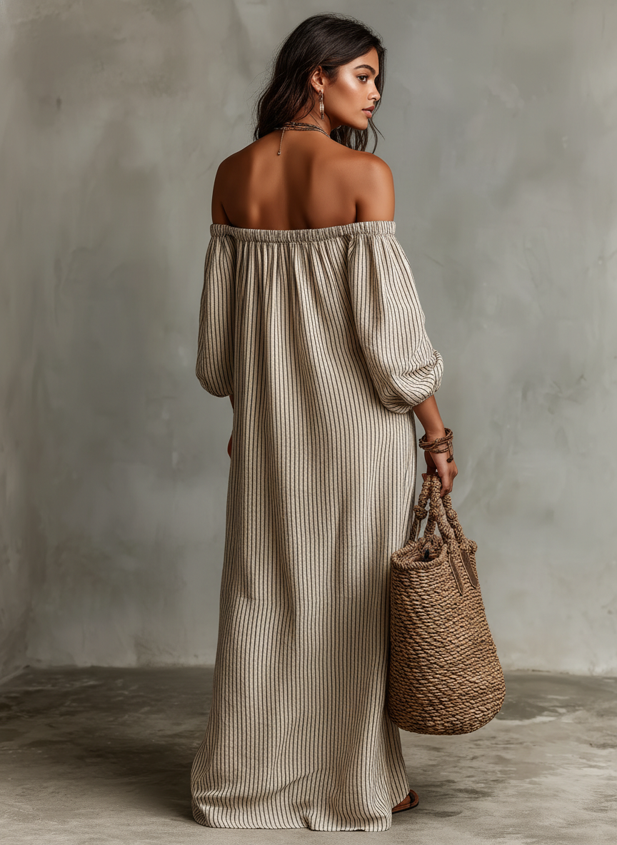 Imani | Off-Shoulder Cotton-Linen Maxi Dress