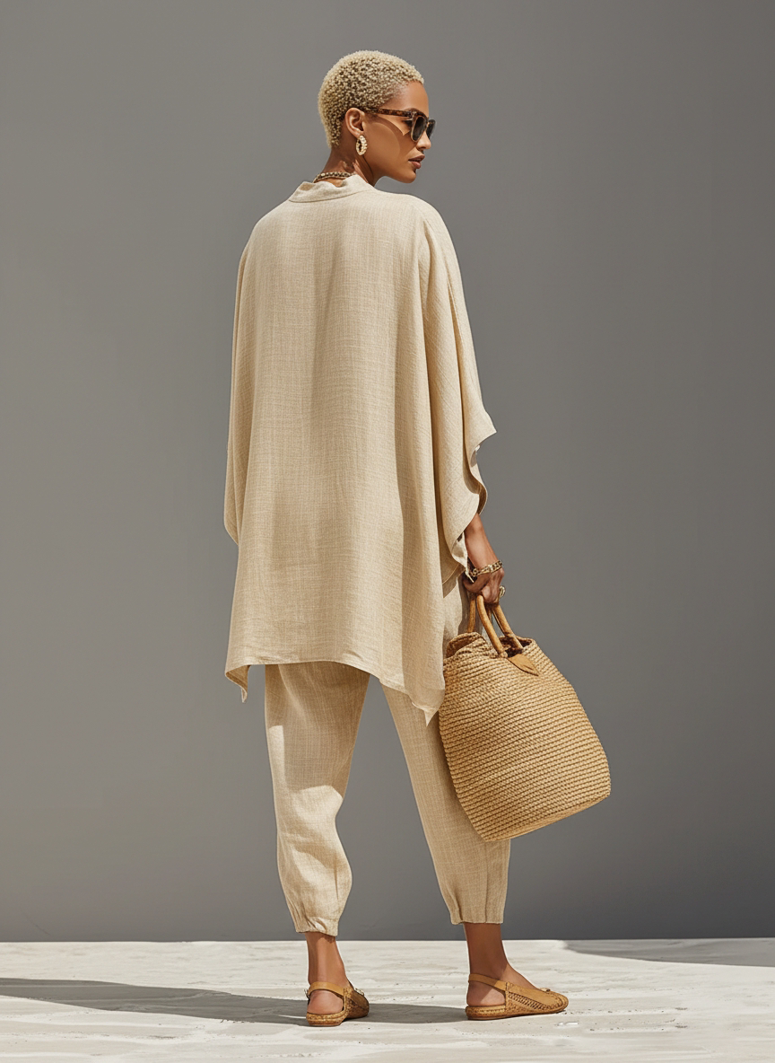 Harper | Linen-Blend Two-Piece Set with Asymmetric Hem