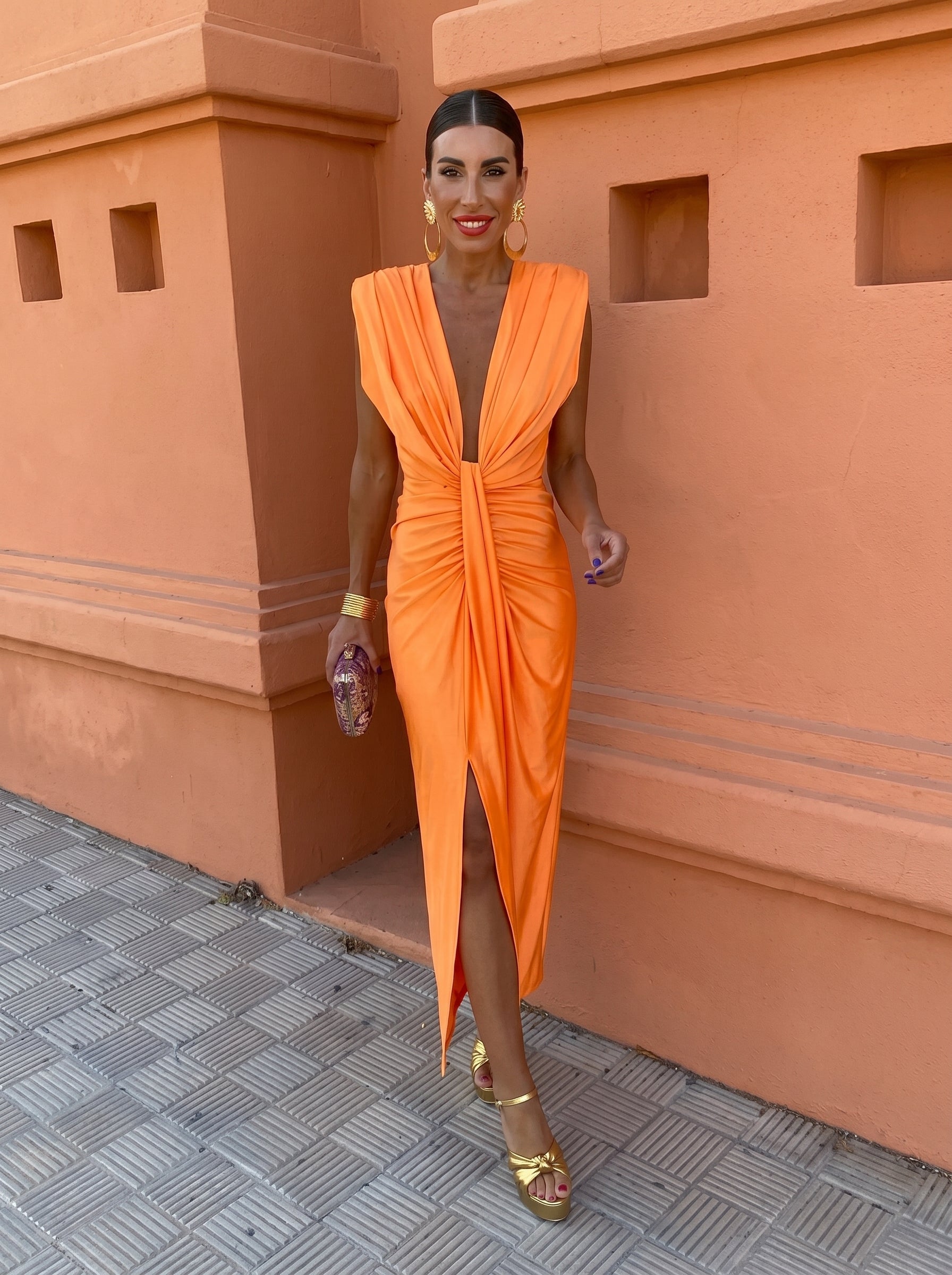 Selena | Fiery Draped Dress