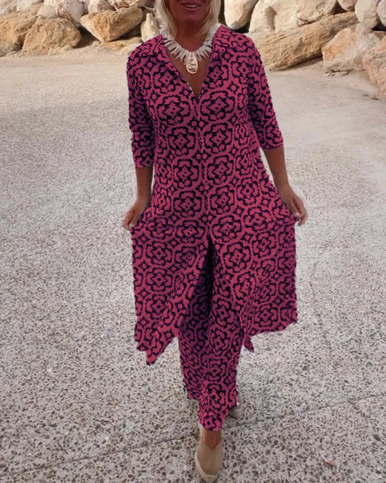 Maya | Printed Two-Piece Set with Button Front