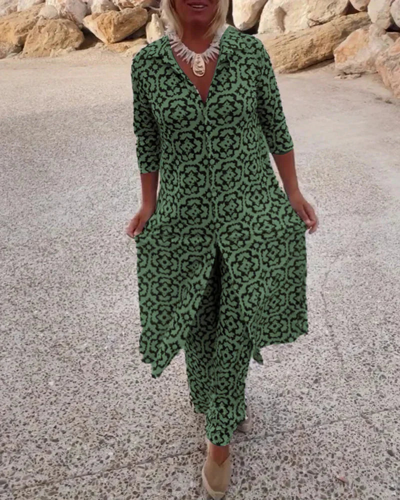 Maya | Printed Two-Piece Set with Button Front