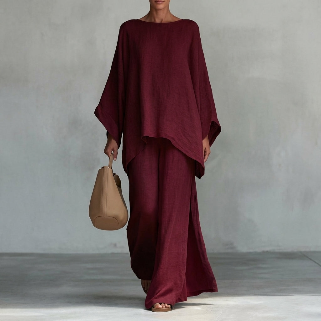Maya | Long-Sleeve Two-Piece Set with Wide Trousers
