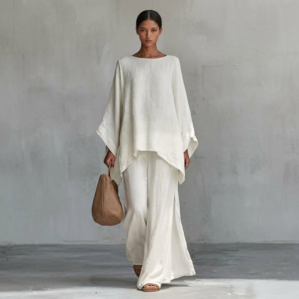 Maya | Long-Sleeve Two-Piece Set with Wide Trousers