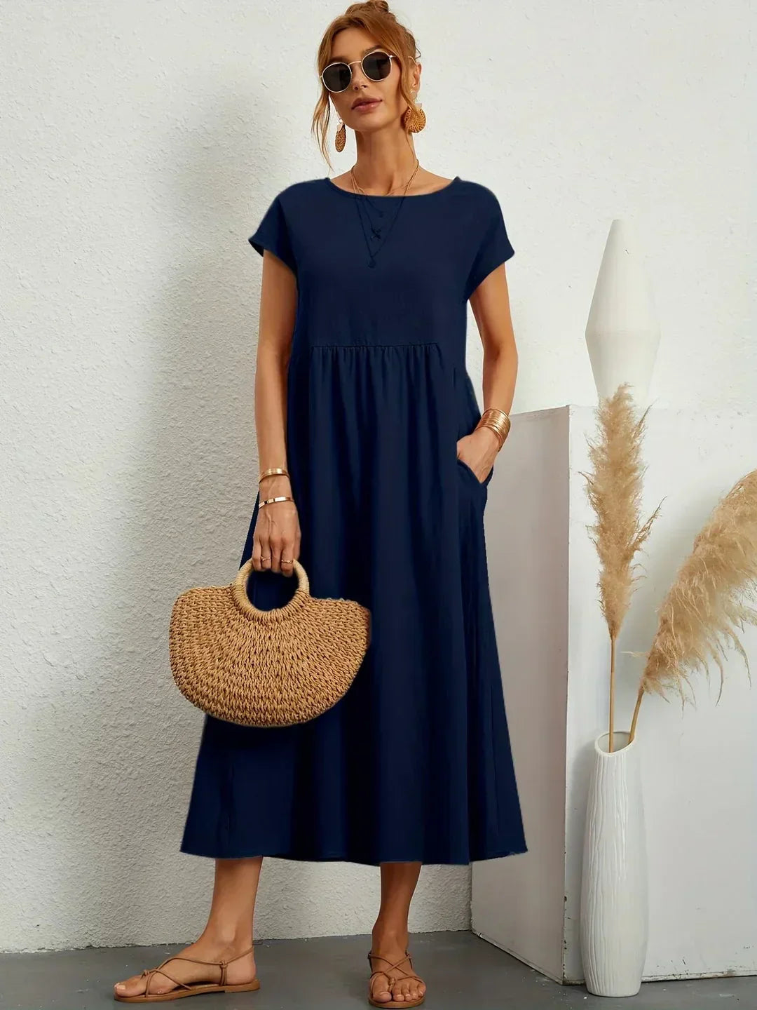 Harper | Silky Cotton Midi Dress