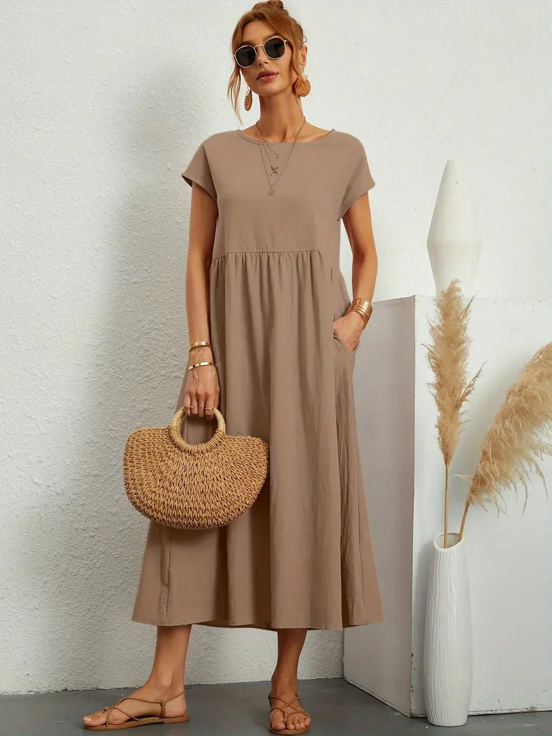 Harper | Silky Cotton Midi Dress