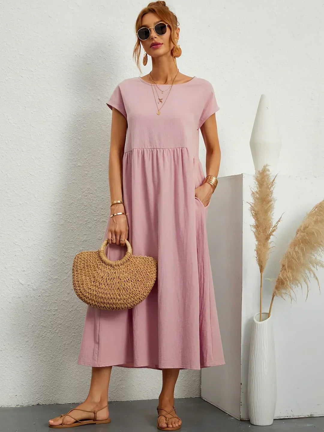 Harper | Silky Cotton Midi Dress