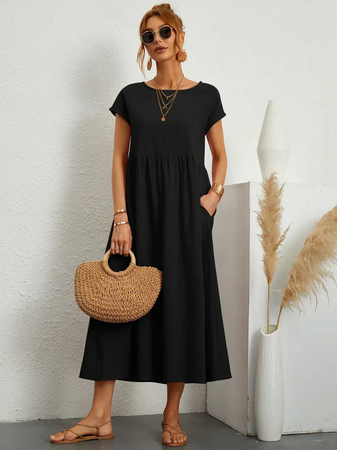 Harper | Silky Cotton Midi Dress